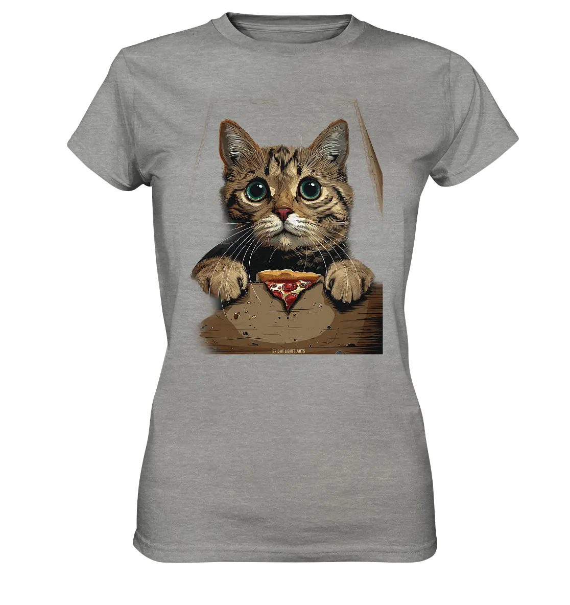 Pizza Cat - Niedlich & Humorvoll - Ladies Premium Shirt Bright Lights Arts
