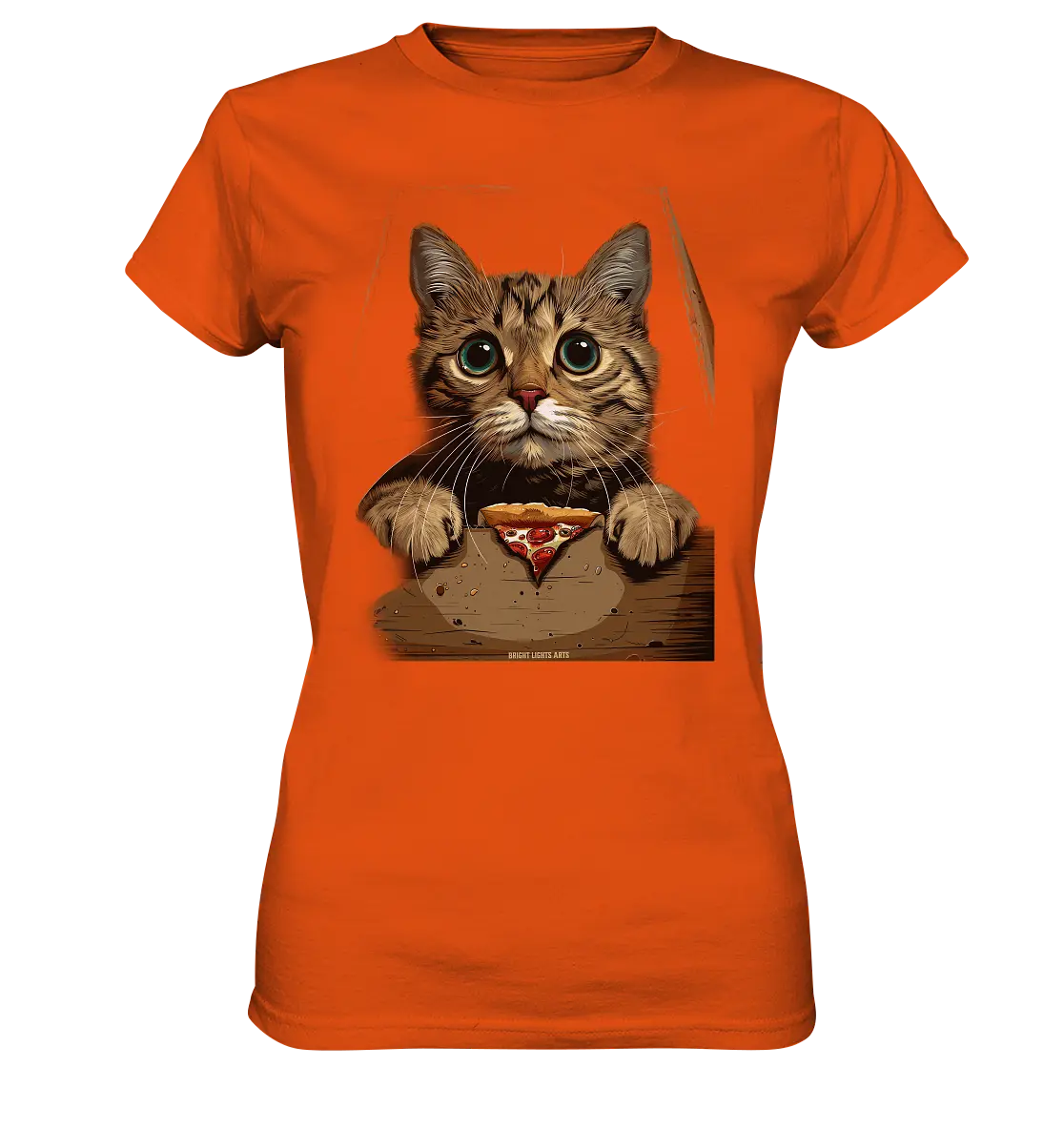 Pizza Cat - Niedlich & Humorvoll - Ladies Premium Shirt Bright Lights Arts