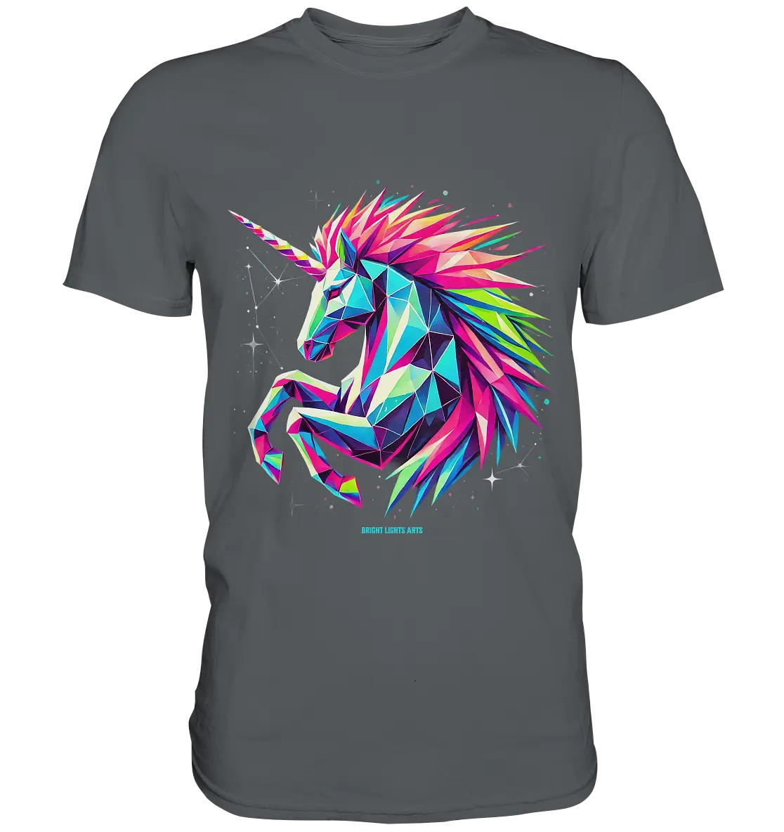 Prunkendes geometrisches Einhorn - Premium Shirt Bright Lights Arts