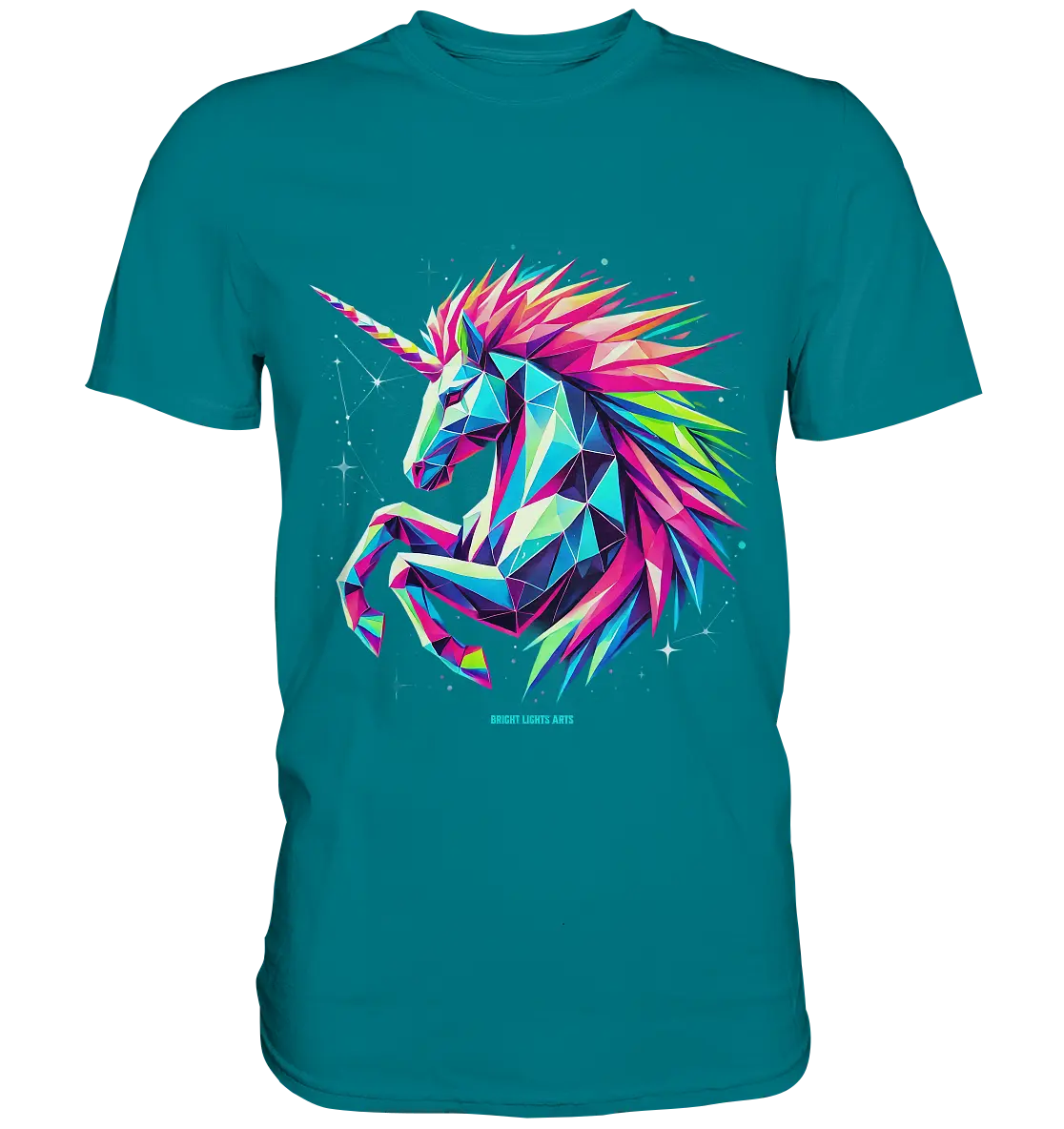 Prunkendes geometrisches Einhorn - Premium Shirt Bright Lights Arts