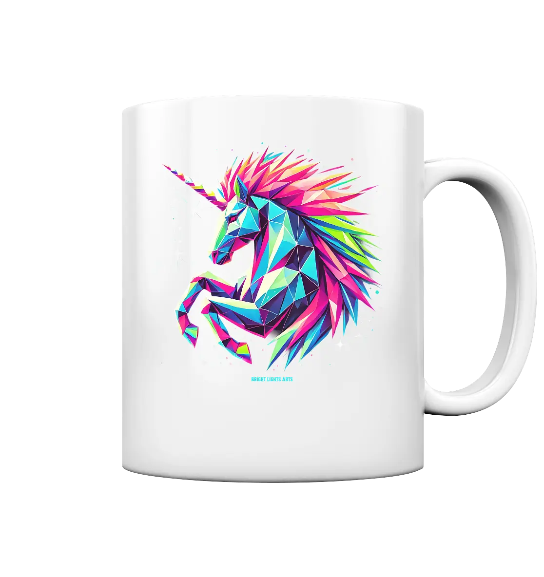 Prunkendes geometrisches Einhorn - Tasse glossy Bright Lights Arts