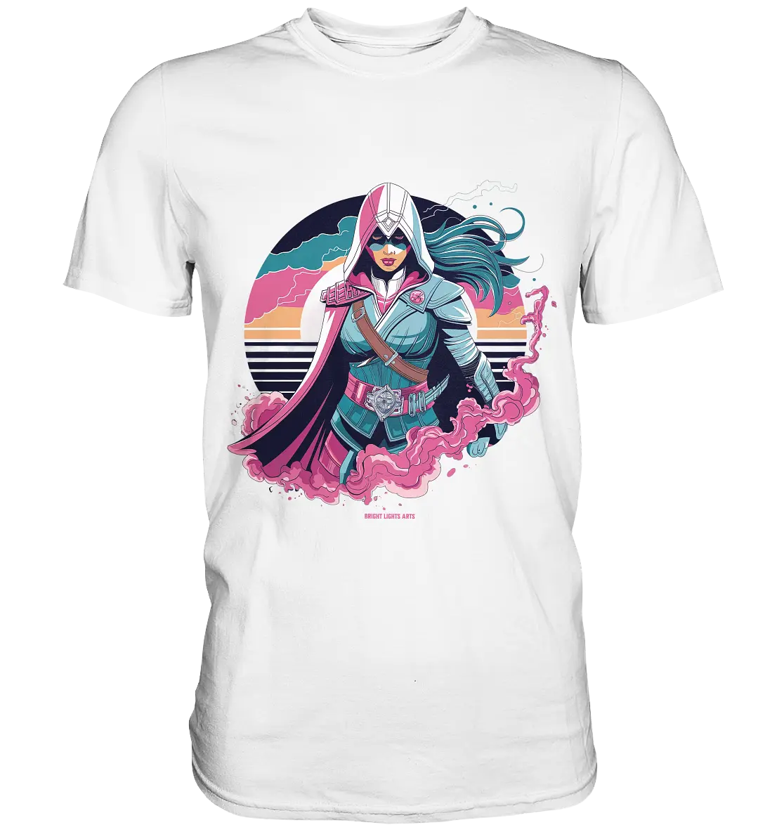 Retro-Future Hero - Premium Shirt Bright Lights Arts