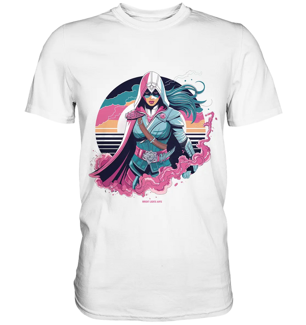 Retro-Future Hero - Premium Shirt Bright Lights Arts