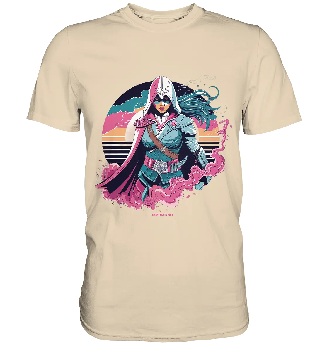 Retro-Future Hero - Premium Shirt Bright Lights Arts