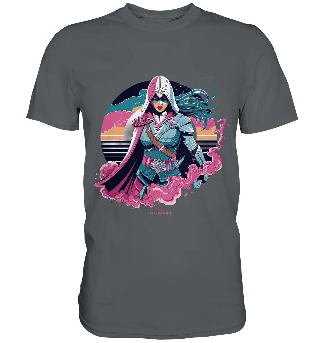 Retro-Future Hero - Premium Shirt Bright Lights Arts