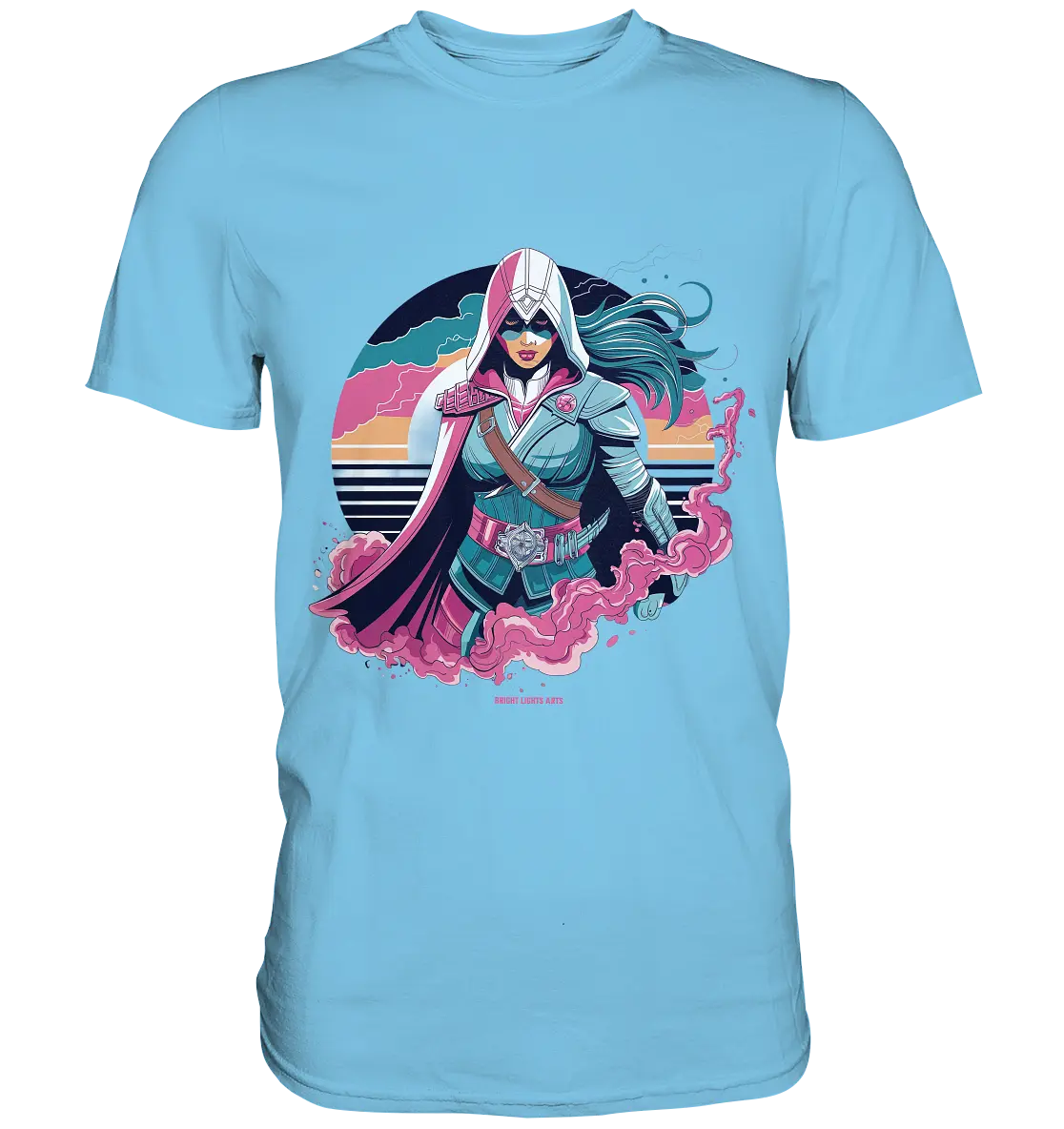 Retro-Future Hero - Premium Shirt Bright Lights Arts