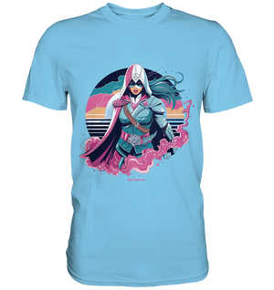 Retro-Future Hero - Premium Shirt Bright Lights Arts