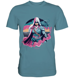Retro-Future Hero - Premium Shirt Bright Lights Arts