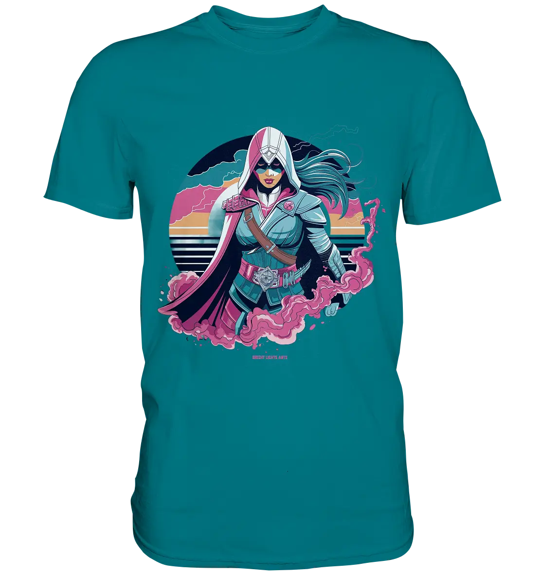 Retro-Future Hero - Premium Shirt Bright Lights Arts