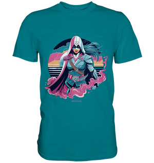 Retro-Future Hero - Premium Shirt Bright Lights Arts