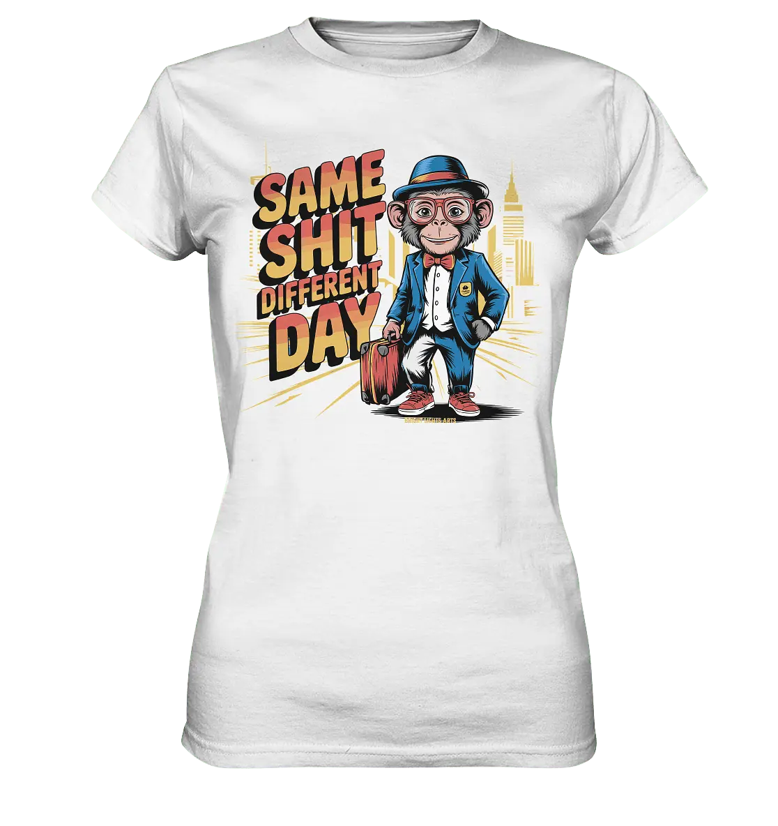 SAME SHIT DIFFERENT DAY – Humorvolles Design mit Affen im Anzug - Ladies Premium Shirt - Bright Lights Arts