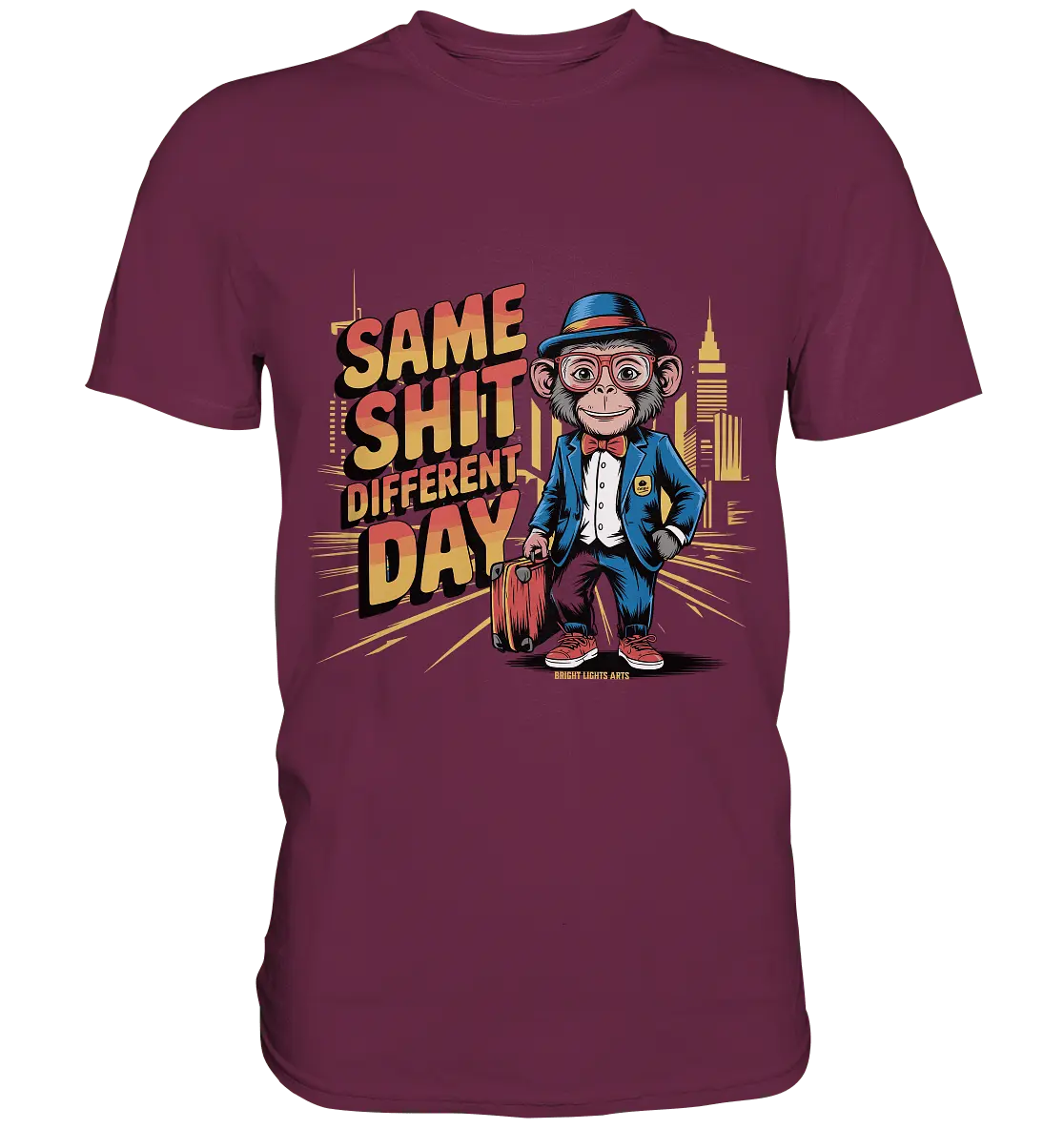SAME SHIT DIFFERENT DAY – Humorvolles Design mit Affen im Anzug - Premium Shirt - Bright Lights Arts