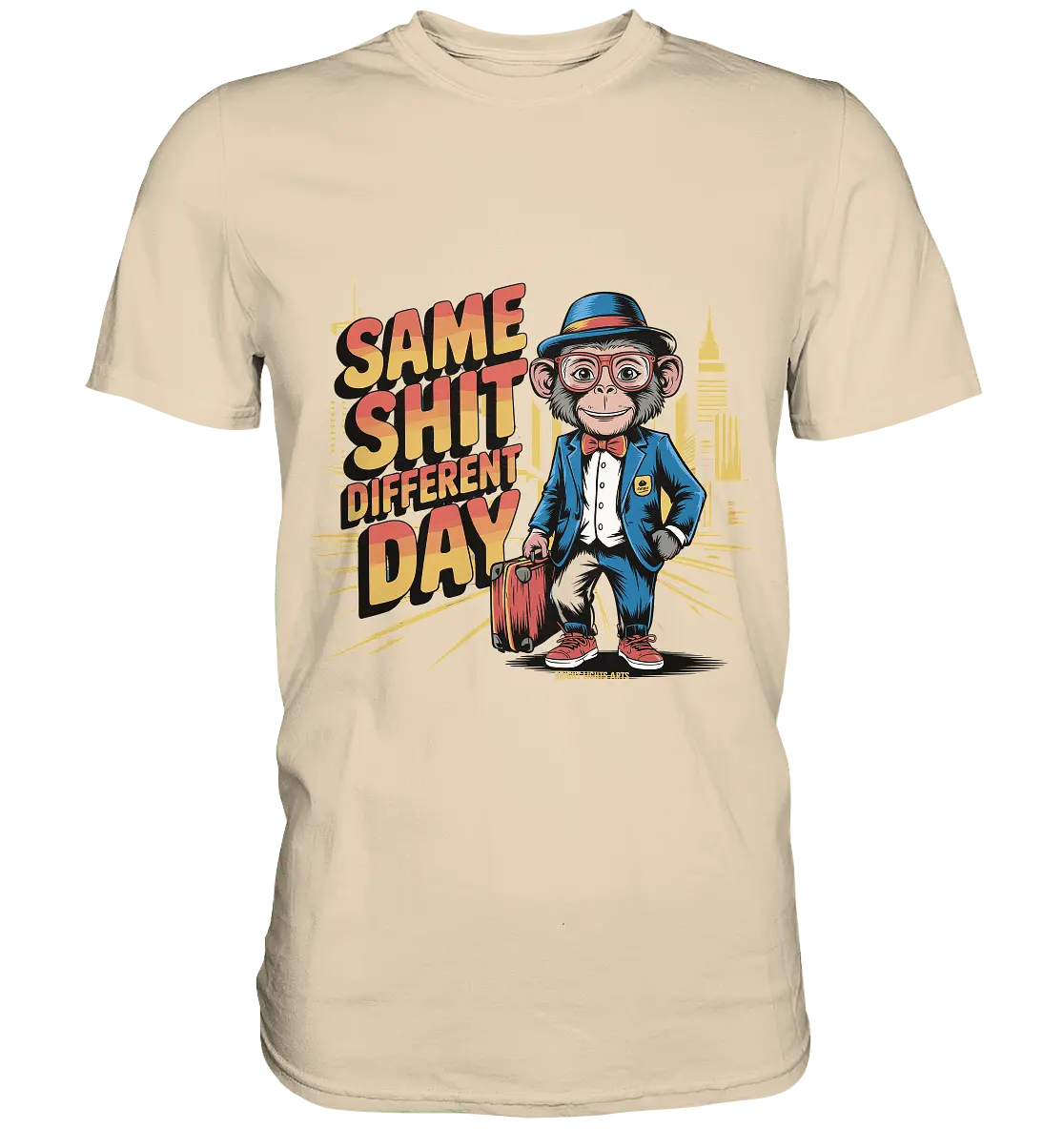 SAME SHIT DIFFERENT DAY – Humorvolles Design mit Affen im Anzug - Premium Shirt - Bright Lights Arts