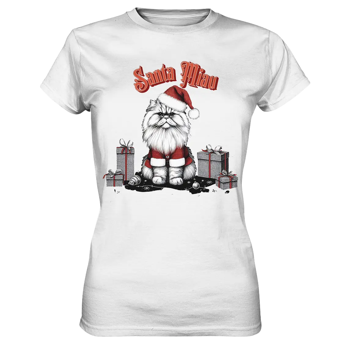 Santa Miau - Weihnachtskatze im Kostüm - Ladies Premium Shirt Bright Lights Arts