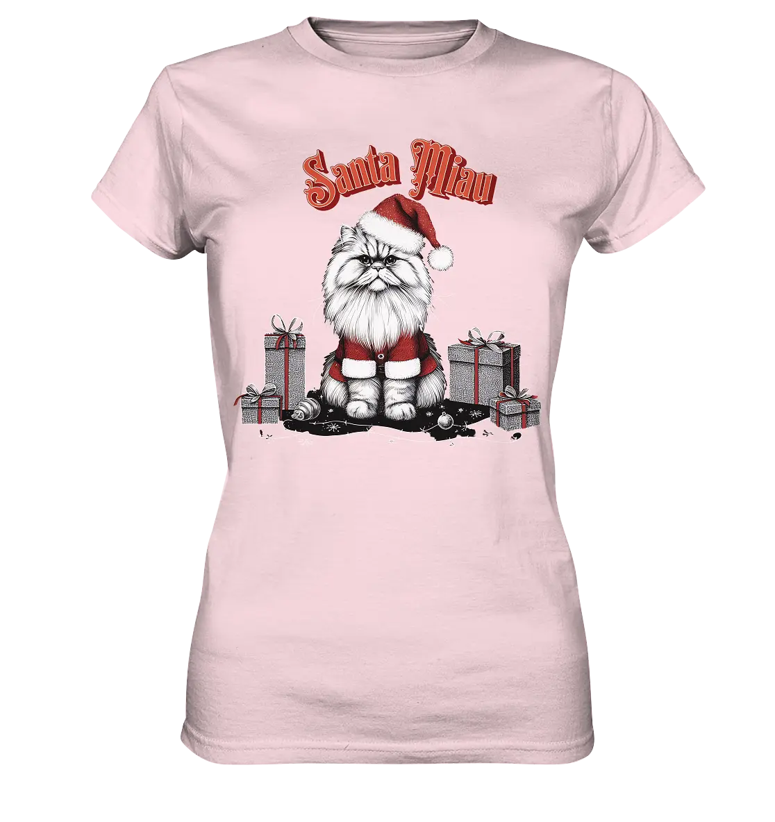 Santa Miau - Weihnachtskatze im Kostüm - Ladies Premium Shirt Bright Lights Arts
