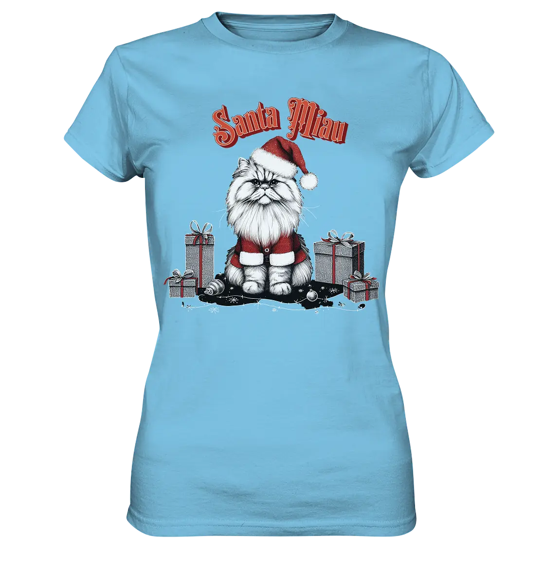 Santa Miau - Weihnachtskatze im Kostüm - Ladies Premium Shirt Bright Lights Arts