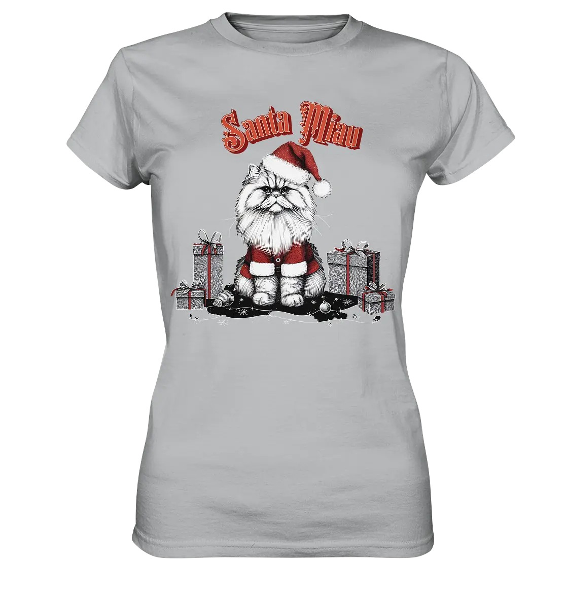 Santa Miau - Weihnachtskatze im Kostüm - Ladies Premium Shirt Bright Lights Arts