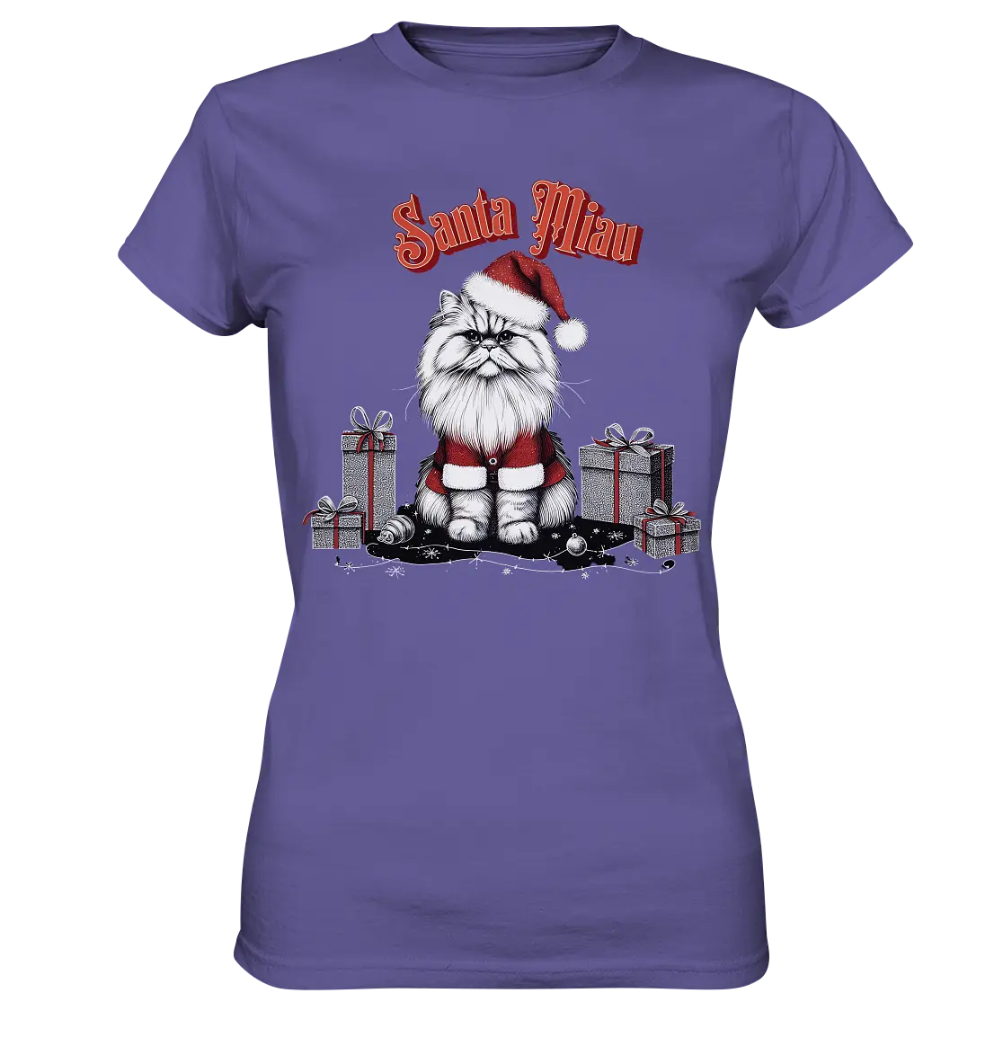 Santa Miau - Weihnachtskatze im Kostüm - Ladies Premium Shirt Bright Lights Arts