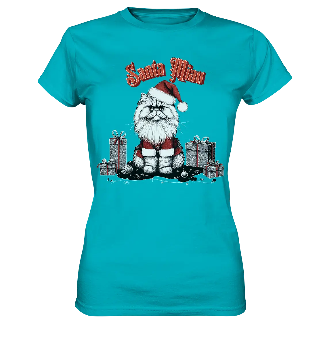 Santa Miau - Weihnachtskatze im Kostüm - Ladies Premium Shirt Bright Lights Arts
