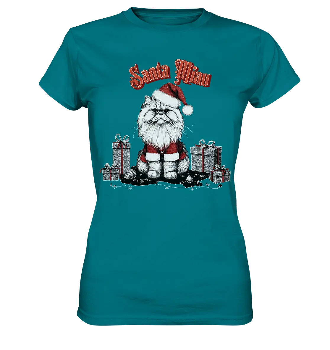 Santa Miau - Weihnachtskatze im Kostüm - Ladies Premium Shirt Bright Lights Arts