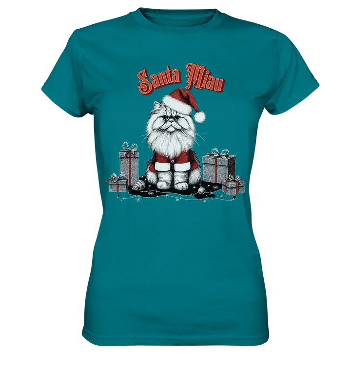 Santa Miau - Weihnachtskatze im Kostüm - Ladies Premium Shirt Bright Lights Arts