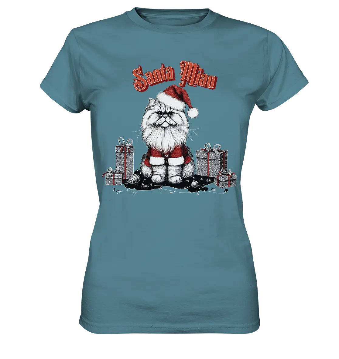 Santa Miau - Weihnachtskatze im Kostüm - Ladies Premium Shirt Bright Lights Arts