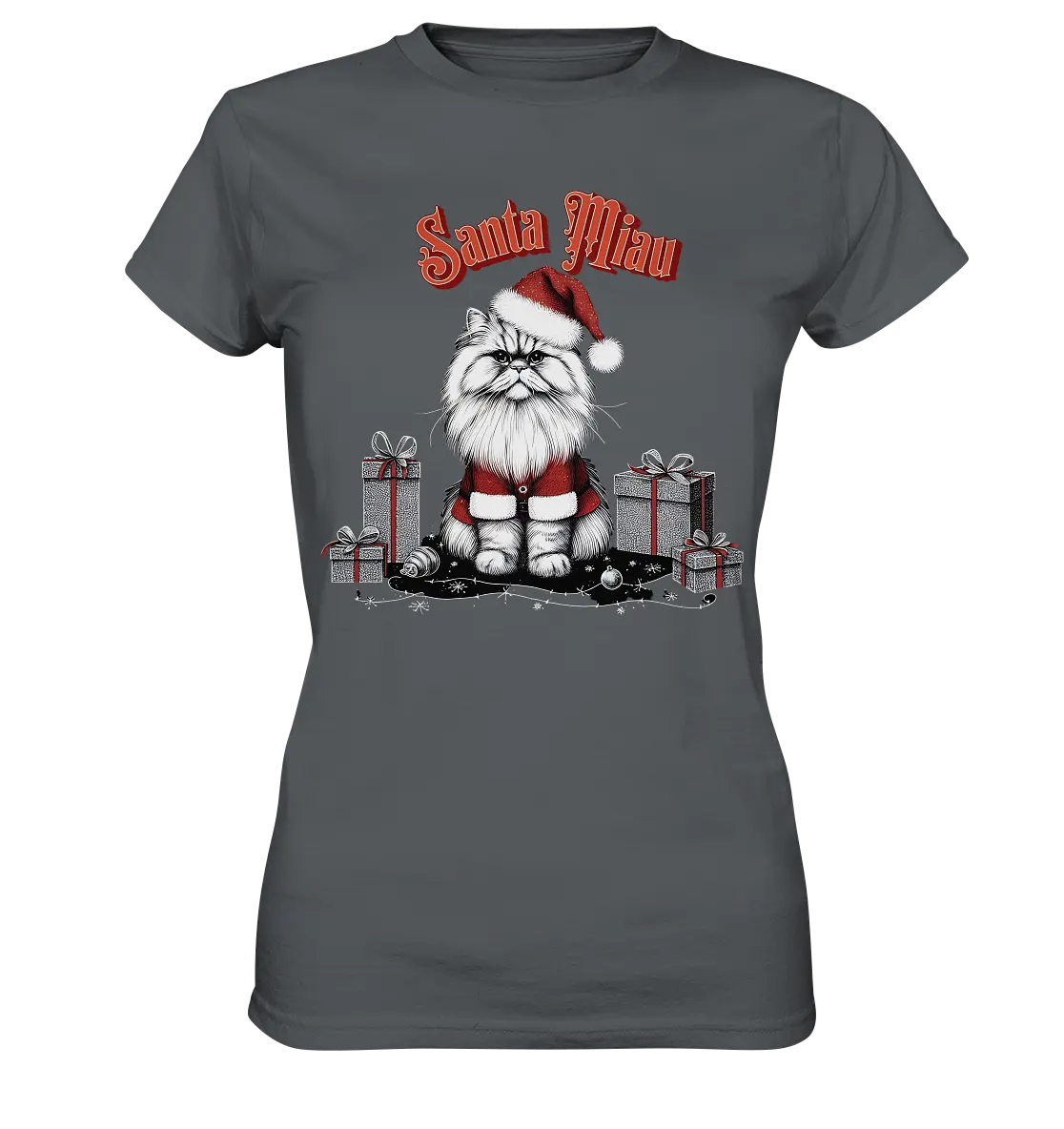 Santa Miau - Weihnachtskatze im Kostüm - Ladies Premium Shirt Bright Lights Arts