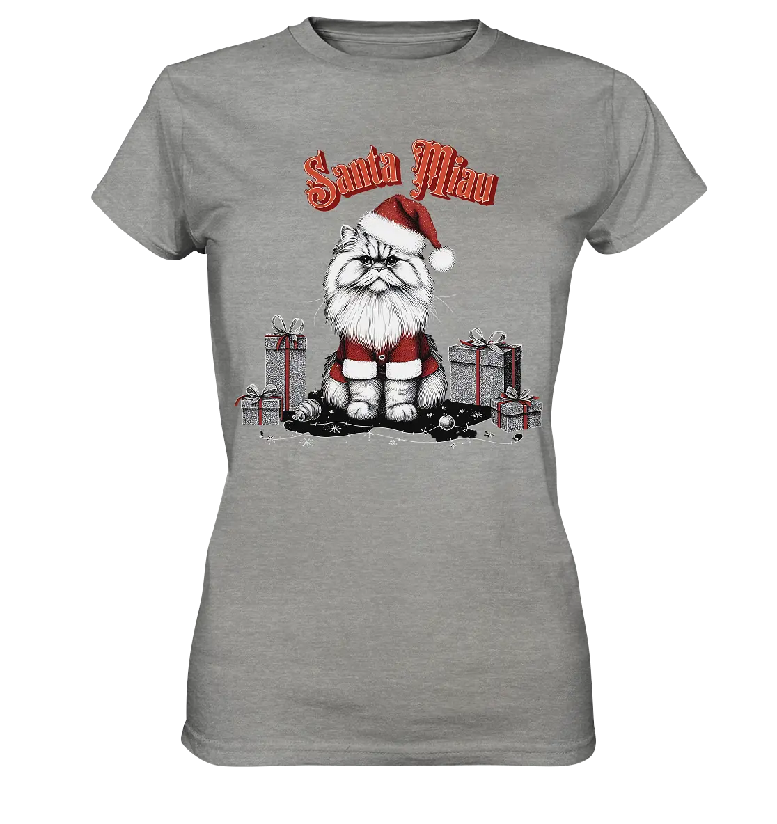 Santa Miau - Weihnachtskatze im Kostüm - Ladies Premium Shirt Bright Lights Arts