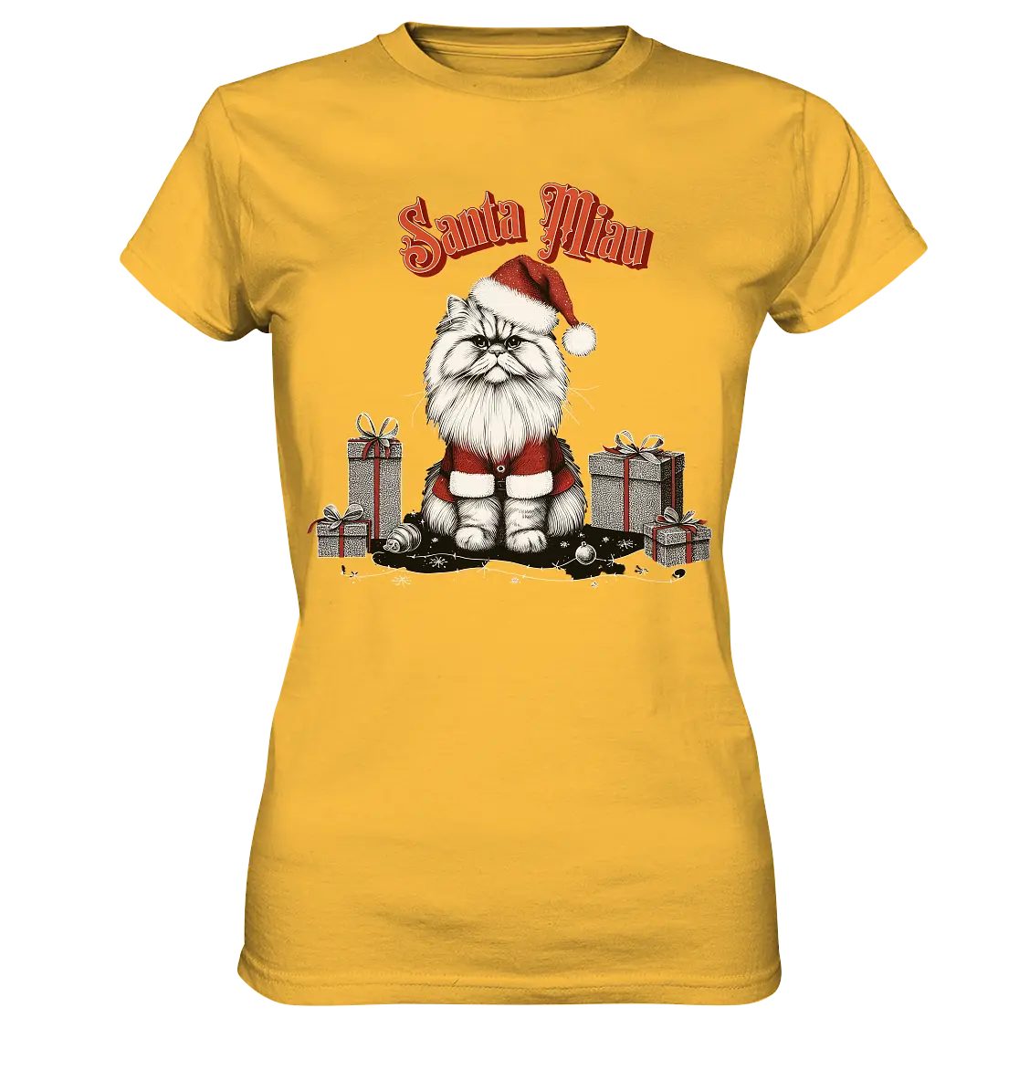 Santa Miau - Weihnachtskatze im Kostüm - Ladies Premium Shirt Bright Lights Arts