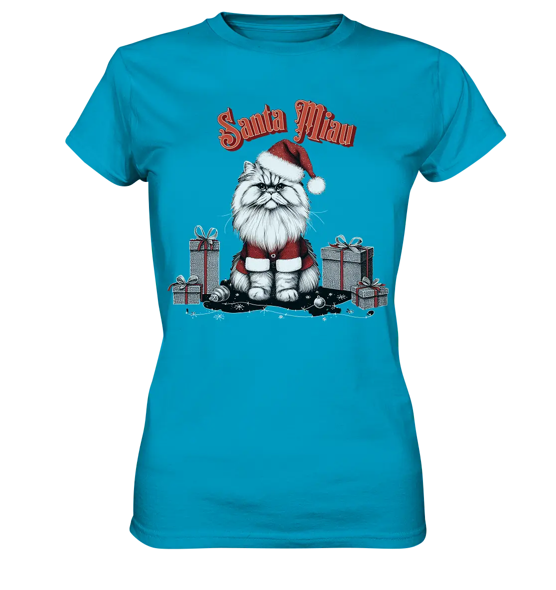 Santa Miau - Weihnachtskatze im Kostüm - Ladies Premium Shirt Bright Lights Arts