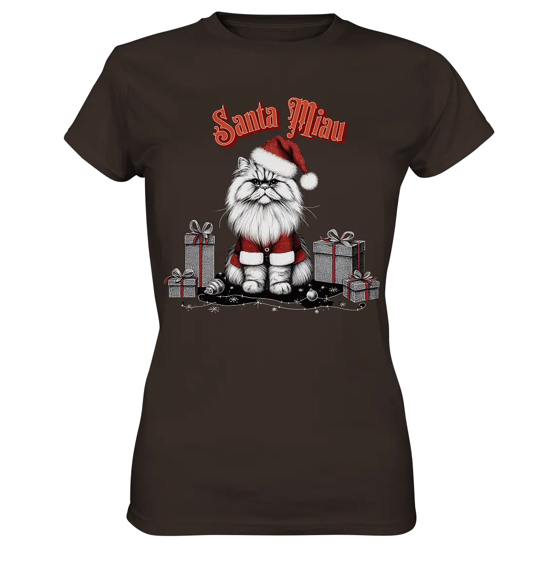 Santa Miau - Weihnachtskatze im Kostüm - Ladies Premium Shirt Bright Lights Arts