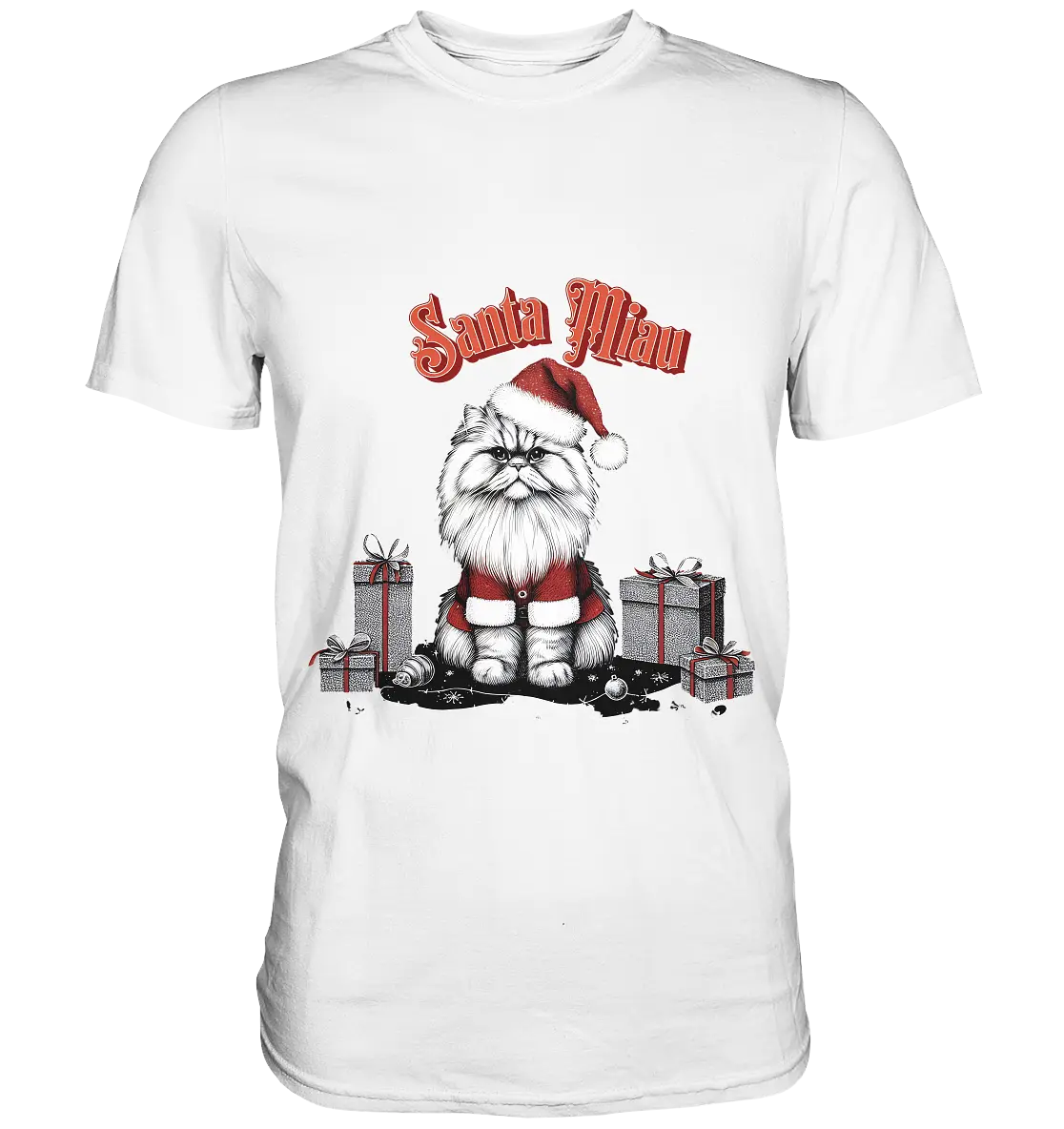 Santa Miau - Weihnachtskatze im Kostüm - Premium Shirt Bright Lights Arts