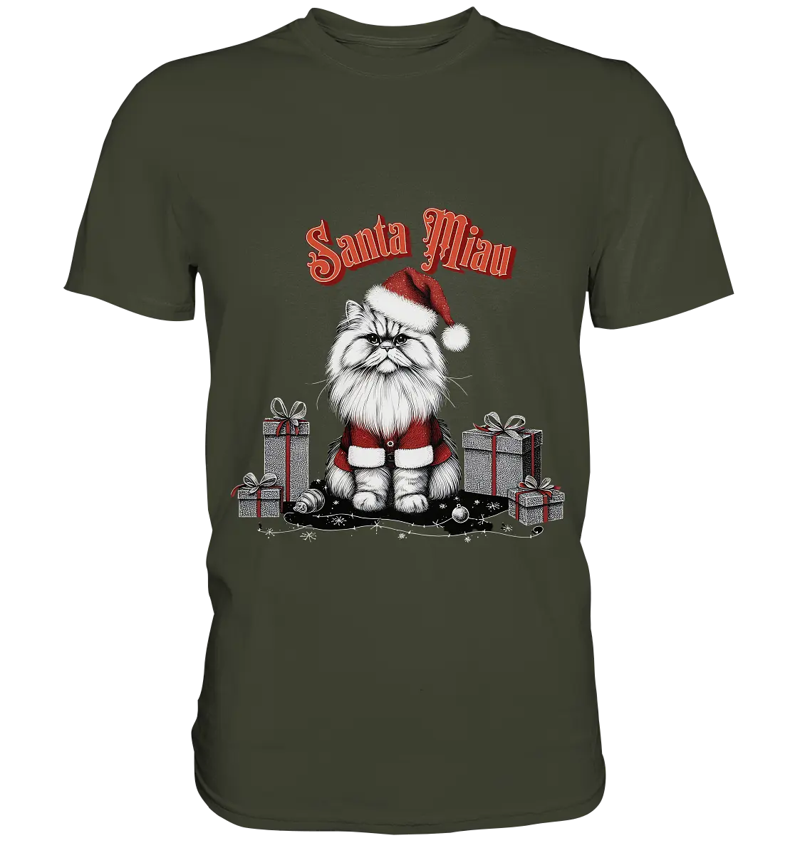 Santa Miau - Weihnachtskatze im Kostüm - Premium Shirt Bright Lights Arts