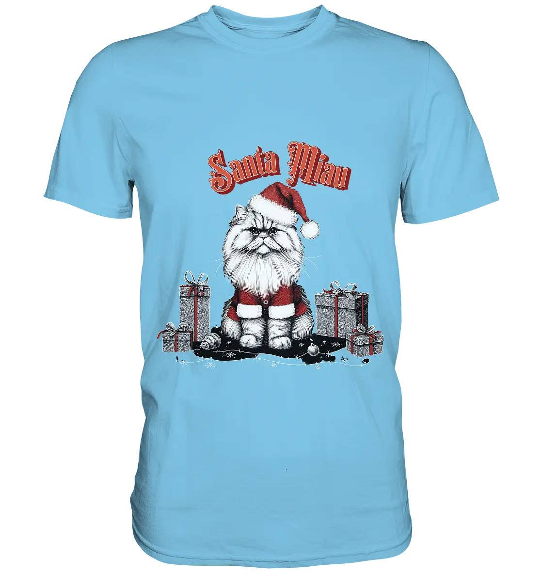 Santa Miau - Weihnachtskatze im Kostüm - Premium Shirt Bright Lights Arts