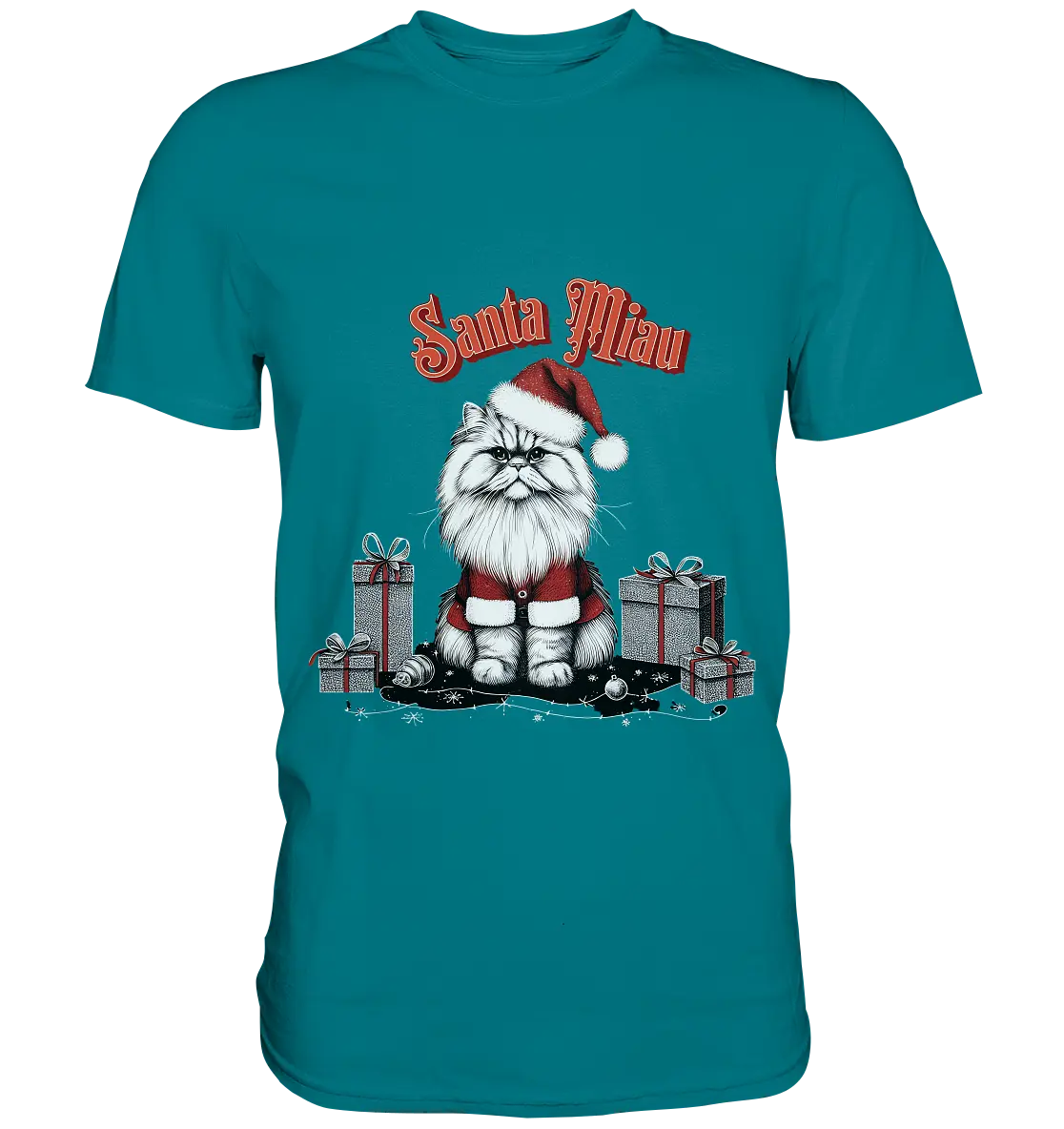 Santa Miau - Weihnachtskatze im Kostüm - Premium Shirt Bright Lights Arts