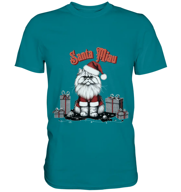 Santa Miau - Weihnachtskatze im Kostüm - Premium Shirt Bright Lights Arts