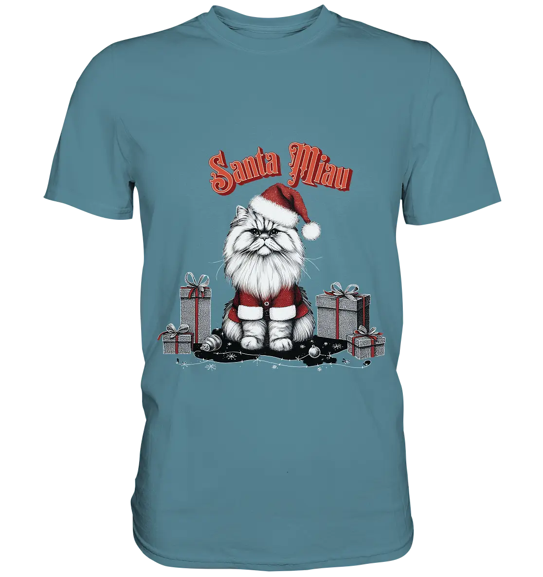 Santa Miau - Weihnachtskatze im Kostüm - Premium Shirt Bright Lights Arts