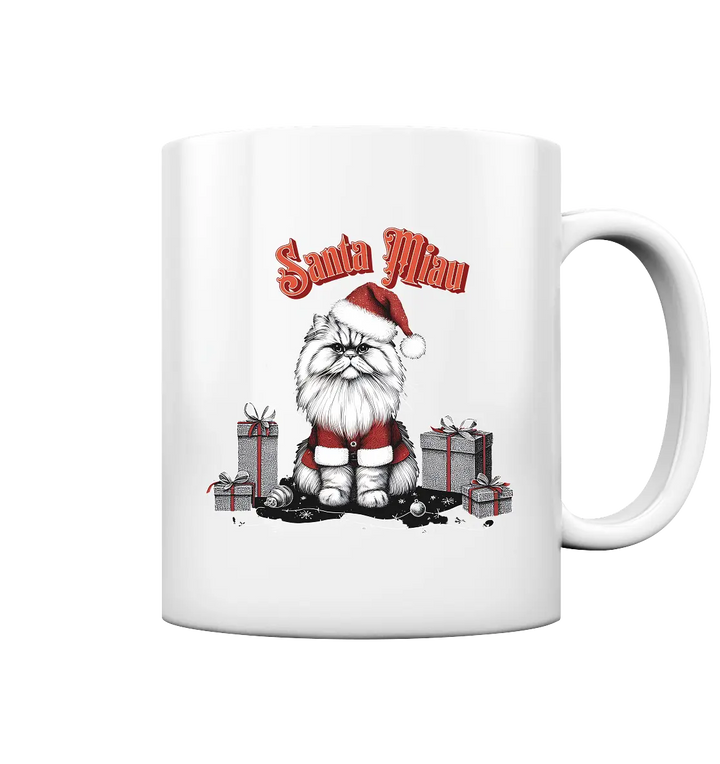 Santa Miau - Weihnachtskatze im Kostüm - Tasse glossy Bright Lights Arts