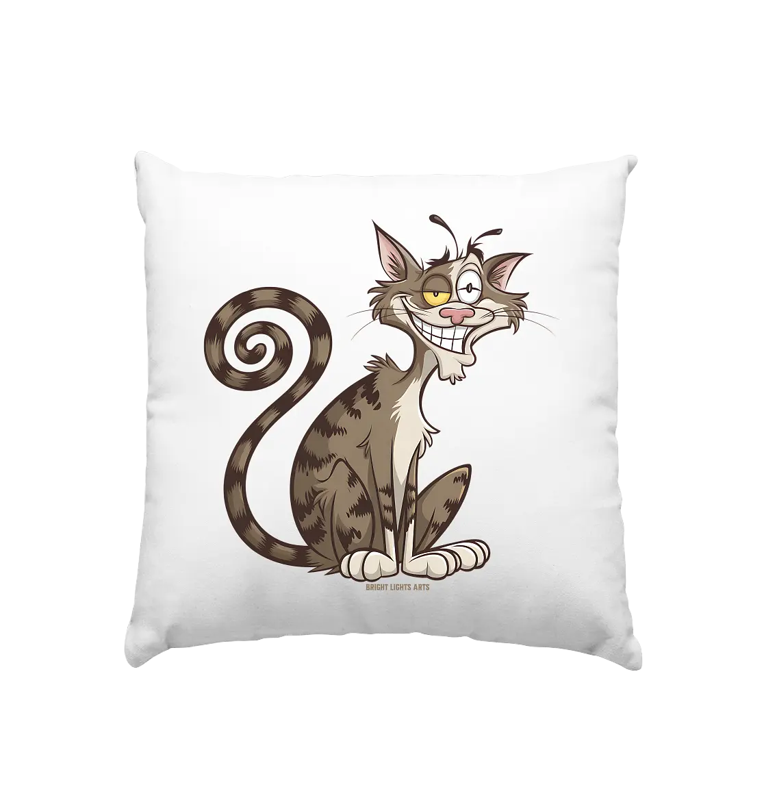 Schelmische Katze mit verschmitztem Grinsen - Kissen 40x40cm Bright Lights Arts