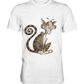 Schelmische Katze mit verschmitztem Grinsen - Premium Shirt Bright Lights Arts