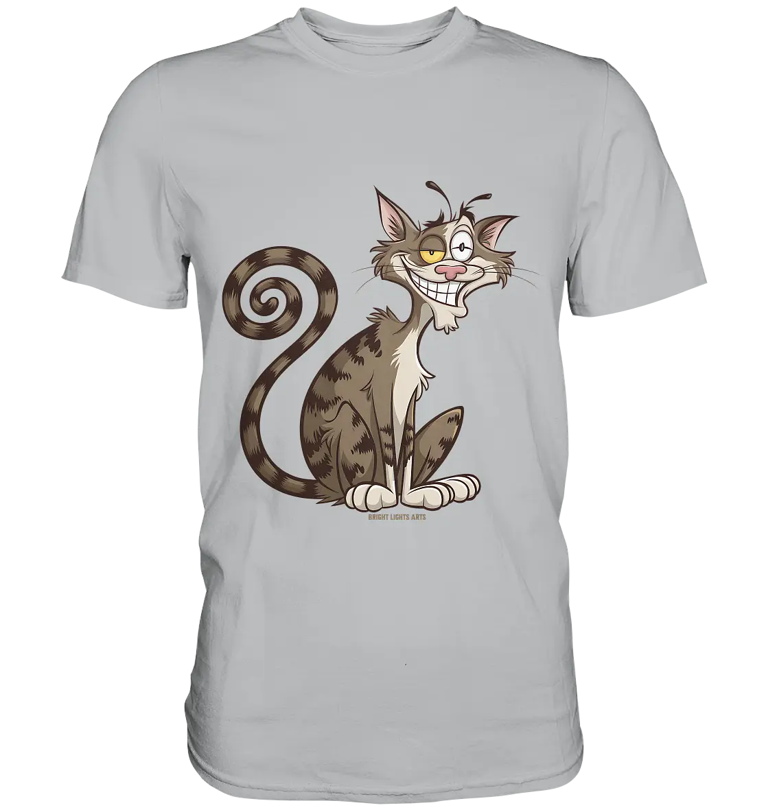 Schelmische Katze mit verschmitztem Grinsen - Premium Shirt Bright Lights Arts