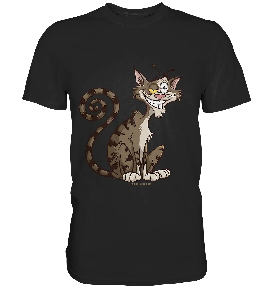 Schelmische Katze mit verschmitztem Grinsen - Premium Shirt Bright Lights Arts