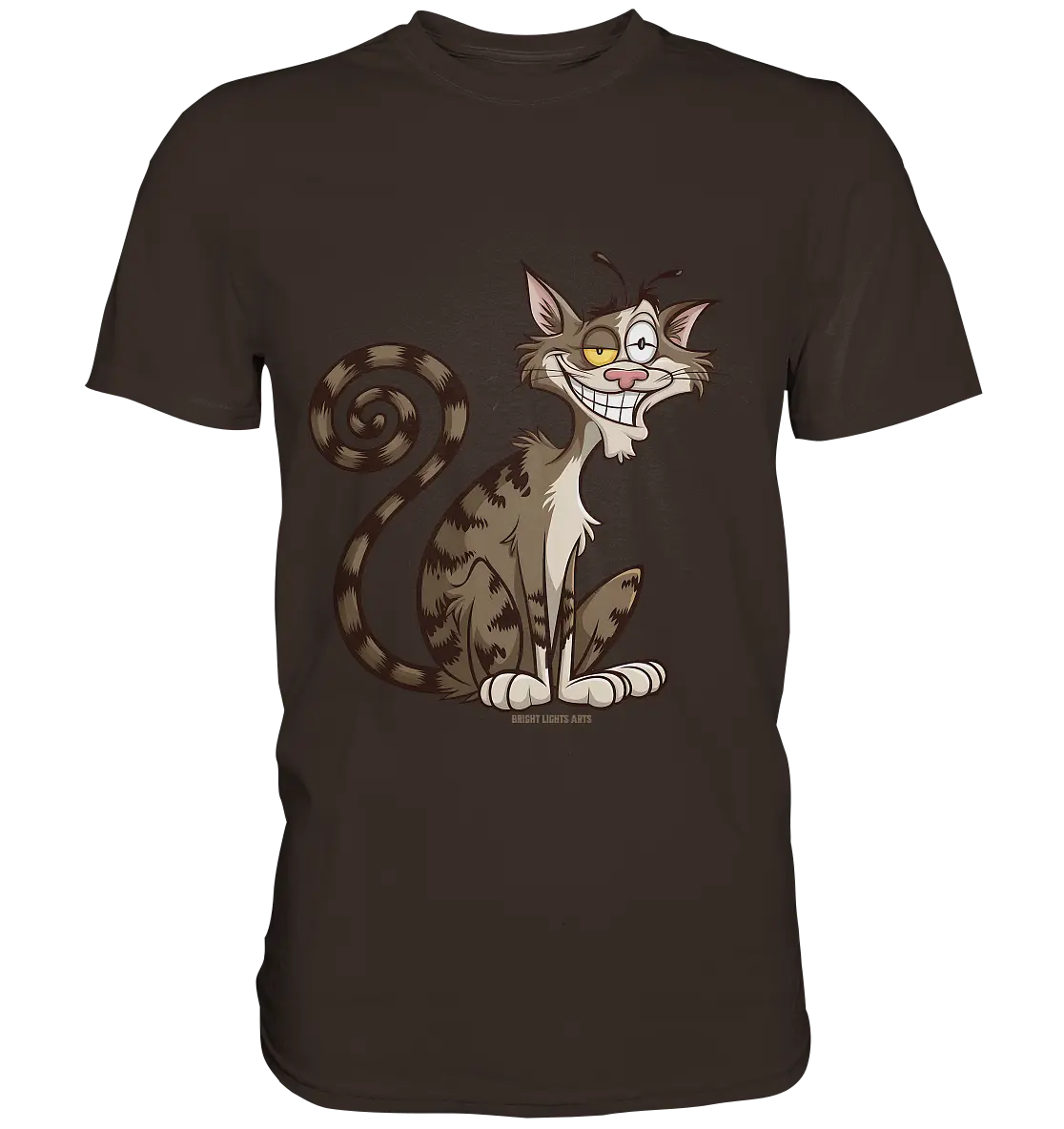 Schelmische Katze mit verschmitztem Grinsen - Premium Shirt Bright Lights Arts