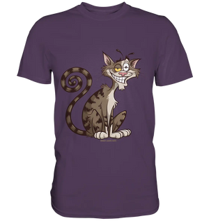 Schelmische Katze mit verschmitztem Grinsen - Premium Shirt Bright Lights Arts