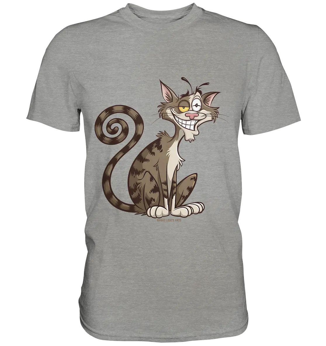 Schelmische Katze mit verschmitztem Grinsen - Premium Shirt Bright Lights Arts