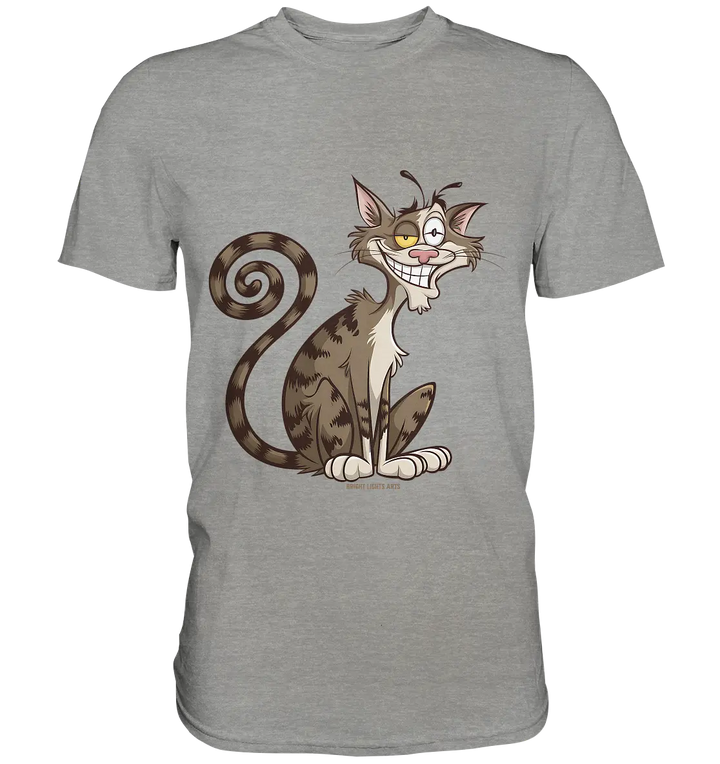 Schelmische Katze mit verschmitztem Grinsen - Premium Shirt Bright Lights Arts