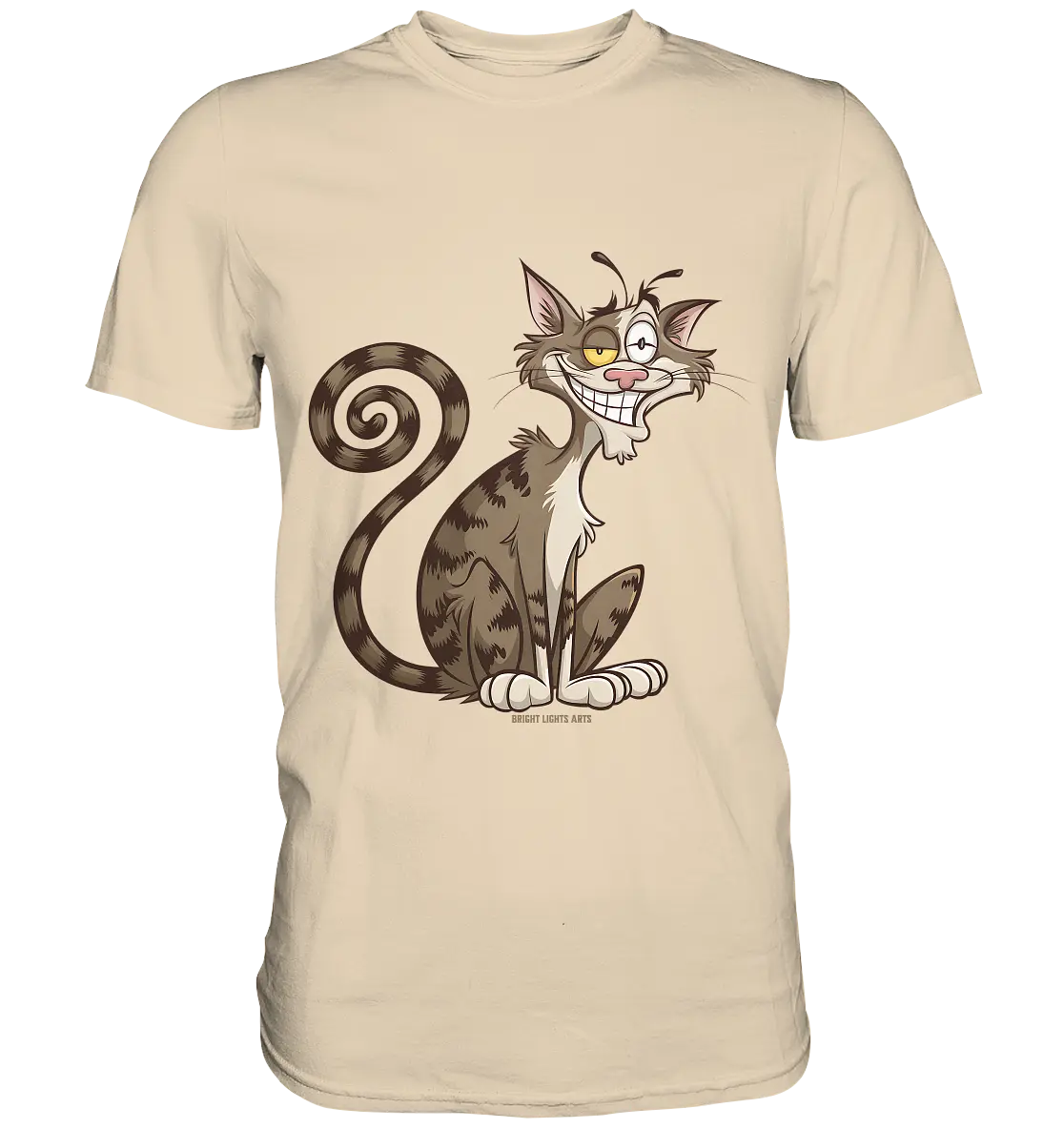 Schelmische Katze mit verschmitztem Grinsen - Premium Shirt Bright Lights Arts