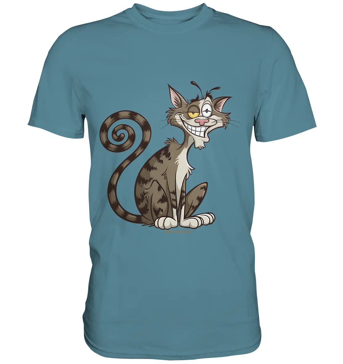 Schelmische Katze mit verschmitztem Grinsen - Premium Shirt Bright Lights Arts