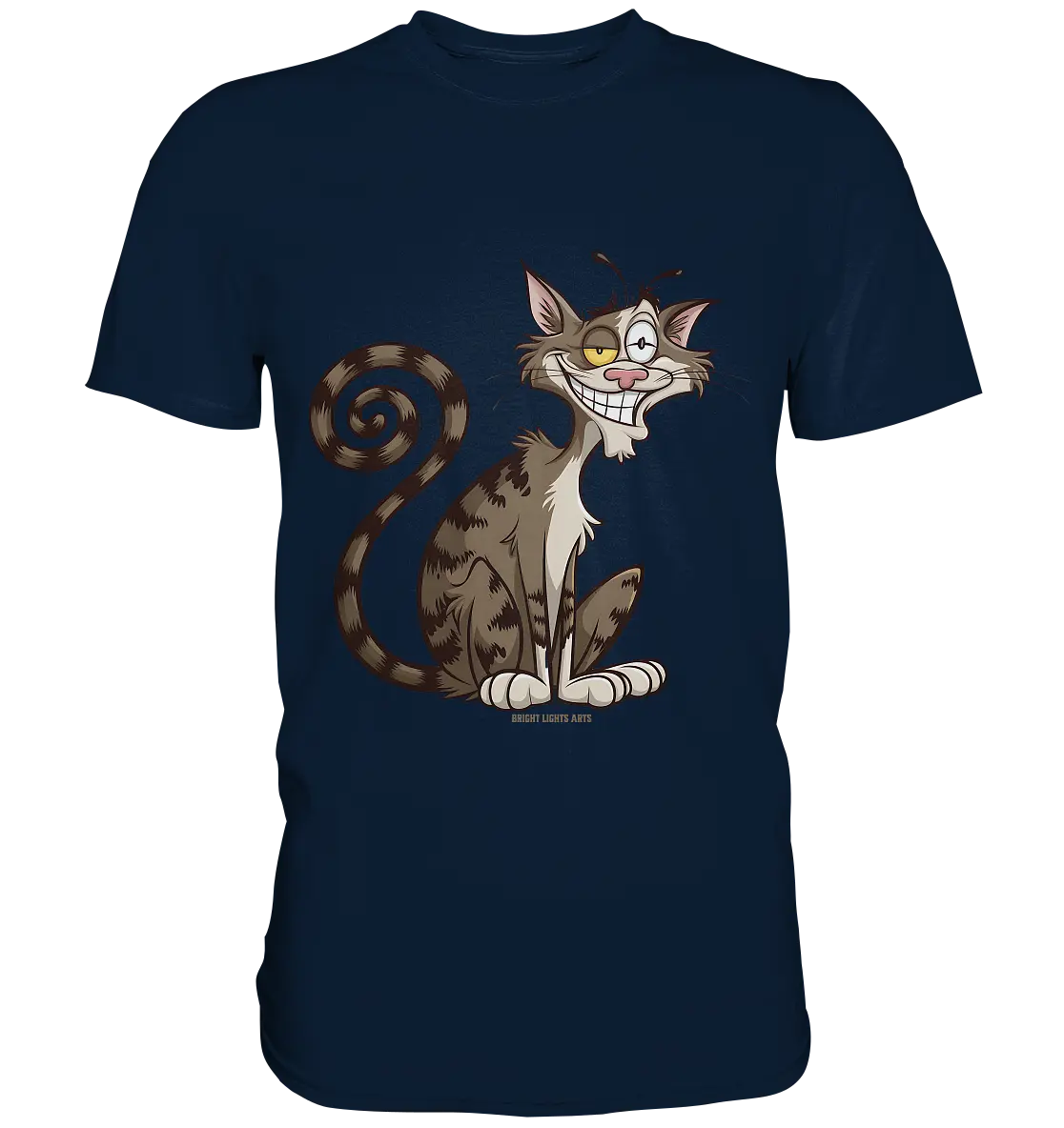 Schelmische Katze mit verschmitztem Grinsen - Premium Shirt Bright Lights Arts