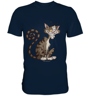 Schelmische Katze mit verschmitztem Grinsen - Premium Shirt Bright Lights Arts